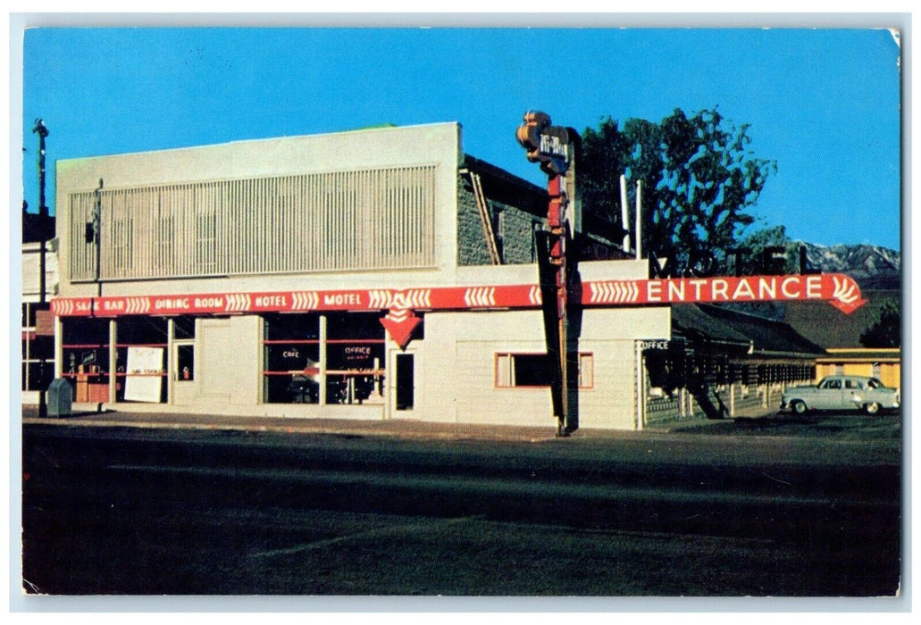 1956 Hi Way Hotel Motel Roadside Entrance Car Herber City Utah UT Postcard