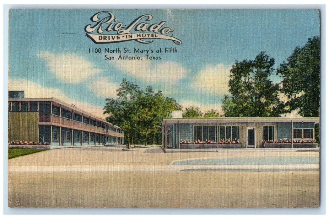 1952 Rio Lado Drive In Hotel Roadside San Antonio Texas TX Vintage Postcard