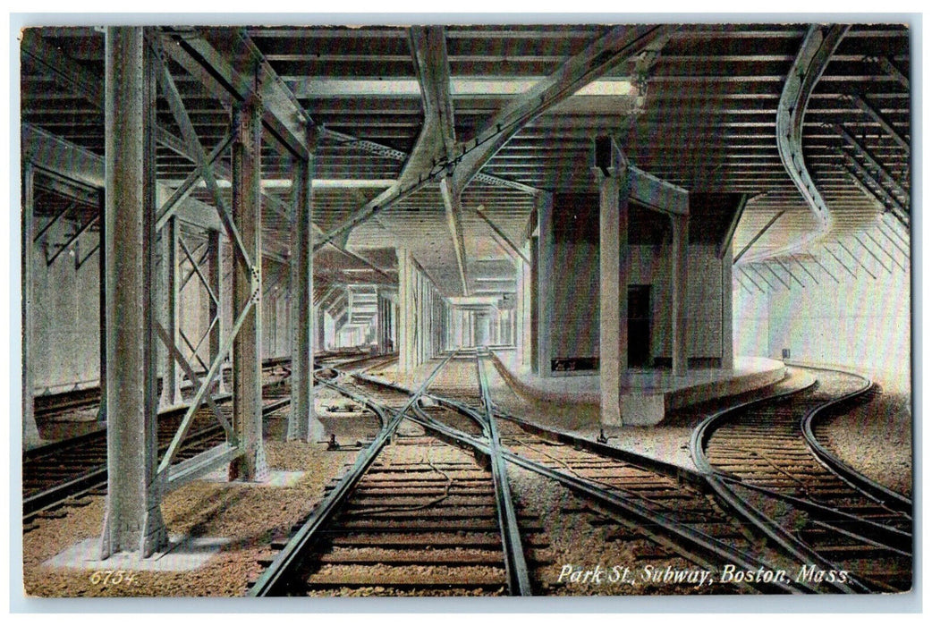c1905 Park Street Subway Boston Massachusetts MA Antique Unposted Postcard