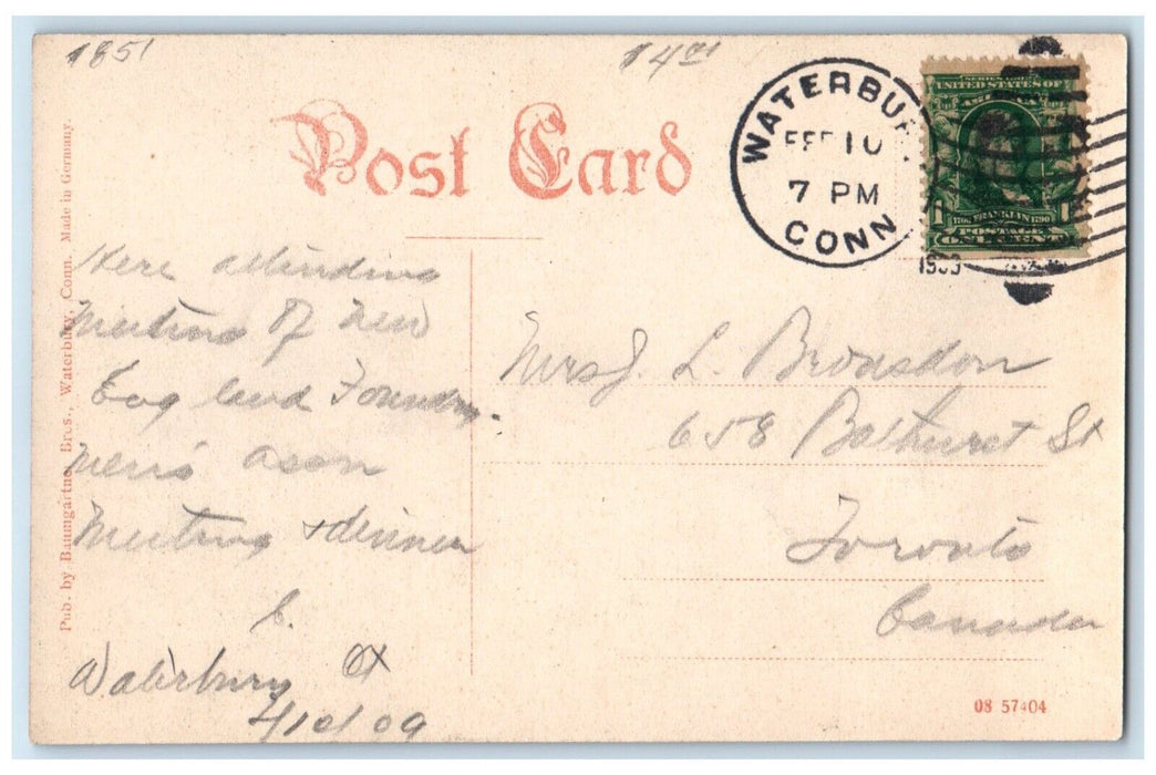 1908 American Dining Room Elton Restaurant Tables Waterbury Connecticut Postcard