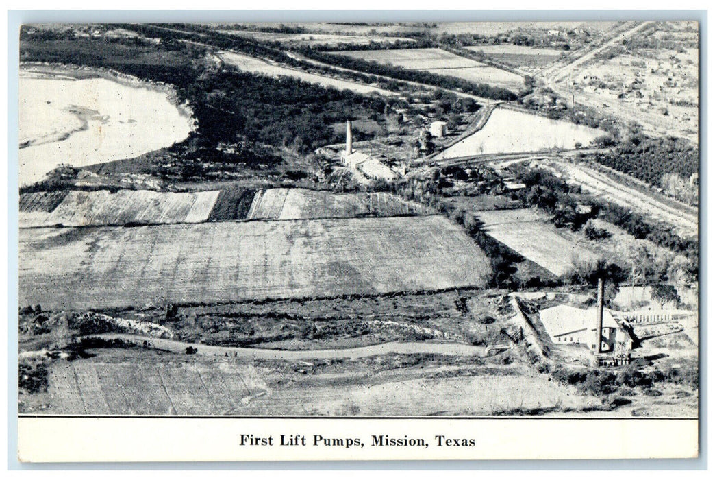 c1910 View in First Lift Pumps Mission Texas TX Antique Unposted Postcard