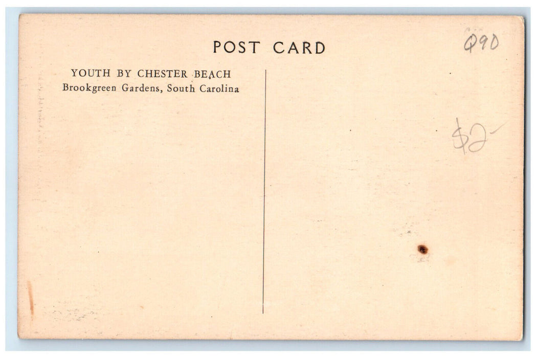 c1940's Youth By Chester Beach Brookgreen Gardens South Carolina SC Postcard