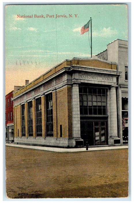 1941 Exterior View National Bank Port Jervis New York NY Posted Antique Postcard