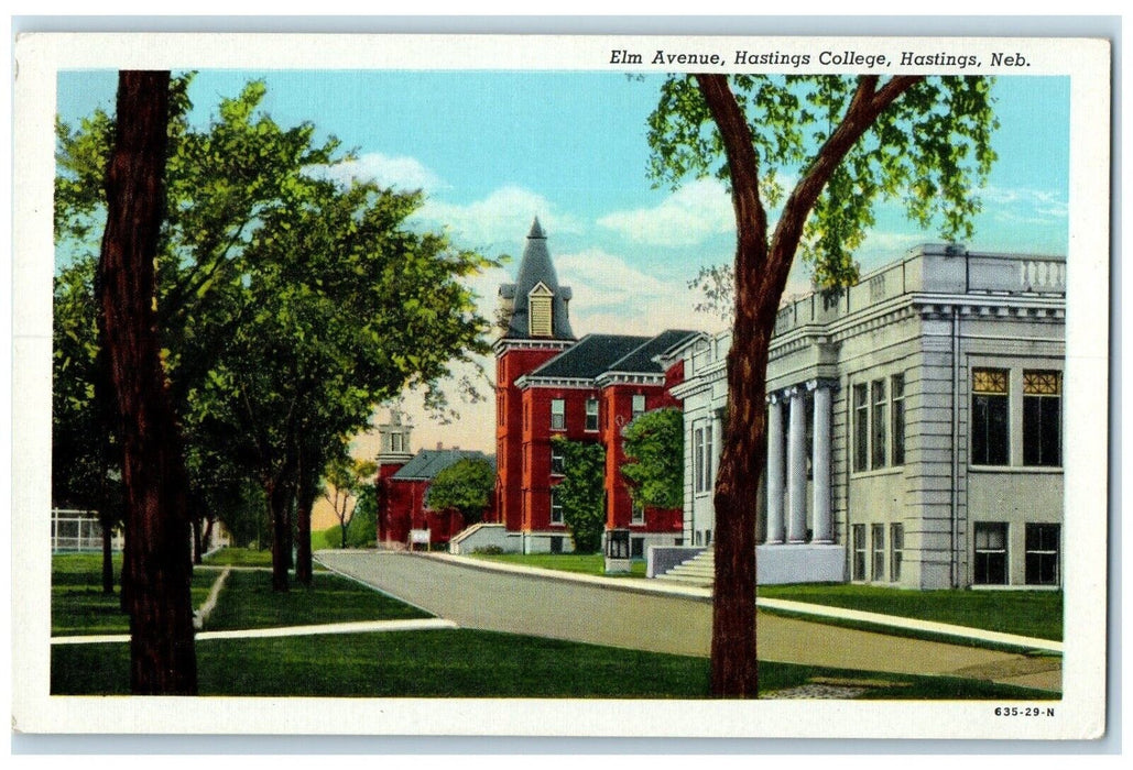 1930 Exterior Elm Avenue Hastings College Building Hastings Nebraska NE Postcard