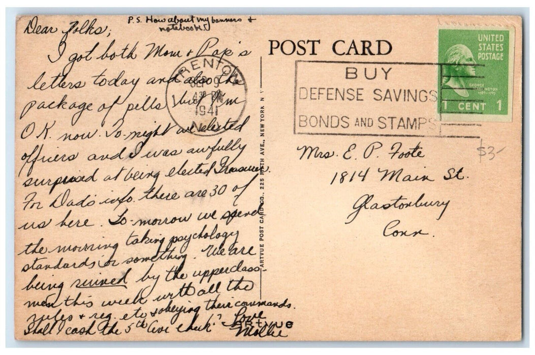 1941 Mary Hooper Hall Women Dormitory Rider College Trenton New Jersey Postcard