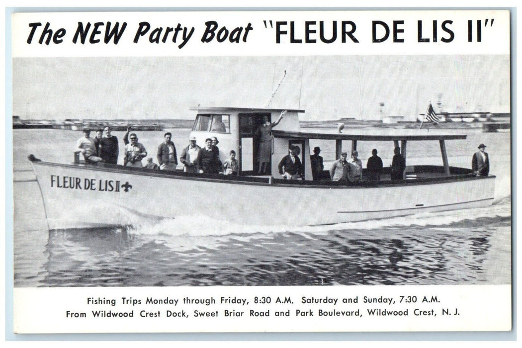 c1940 Party Boat Fleur De Lis II Twin Diesel Wildwood Crest New Jersey Postcard