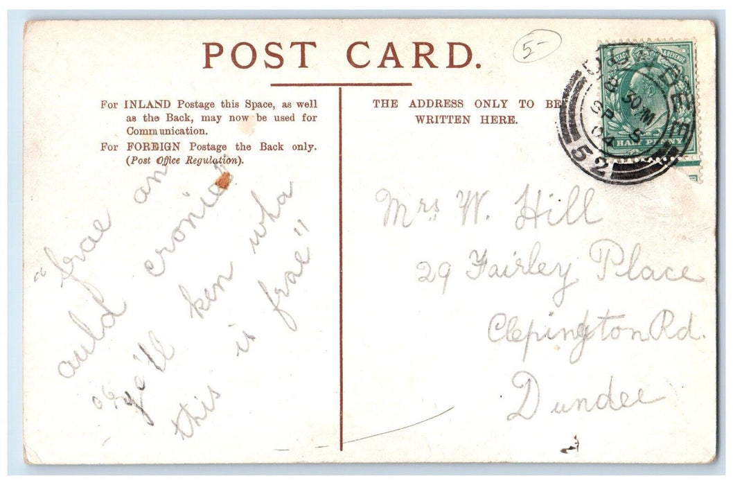 1904 Woman Pink Gown Reading Book Lamp Dundee Scotland Antique Postcard