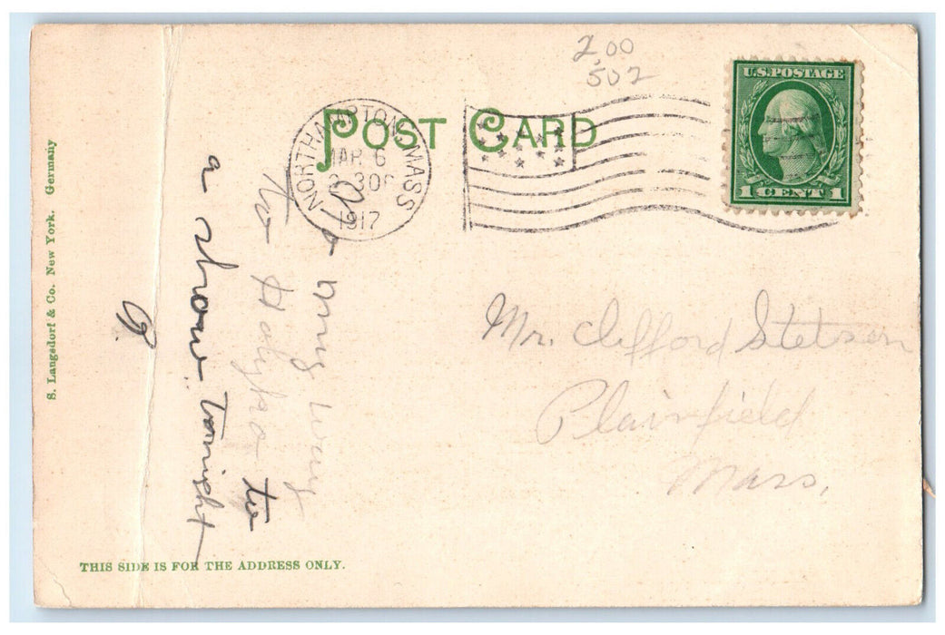 1917 Hawley Grammer School Northampton Massachusetts MA Posted Postcard
