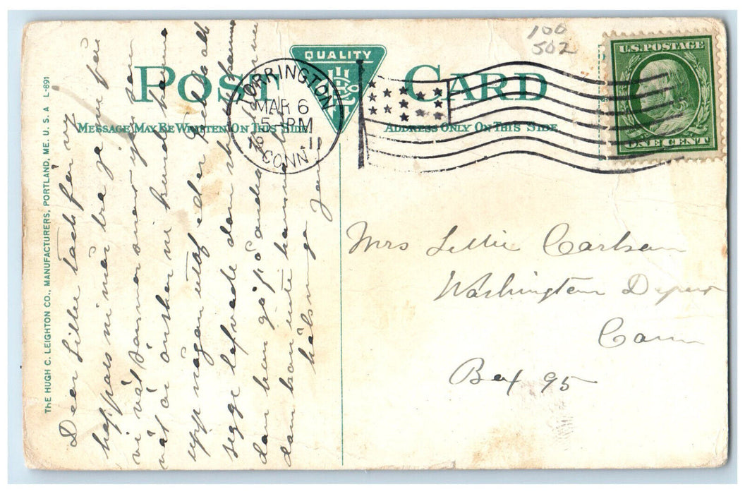 1911 Lake Quassapaug Along The Shore Middlebury Connecticut CT Boating Postcard