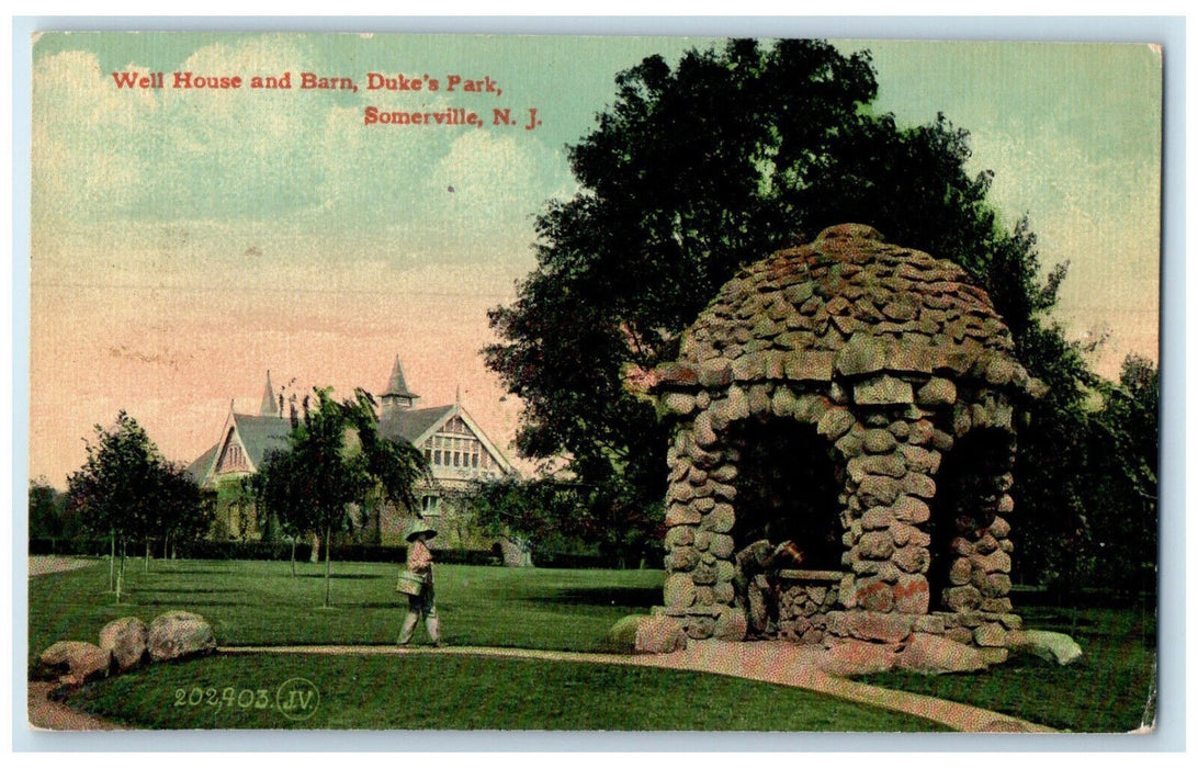 c1910 Well House and Barn Duke's Park Somerville New Jersey NJ Postcard