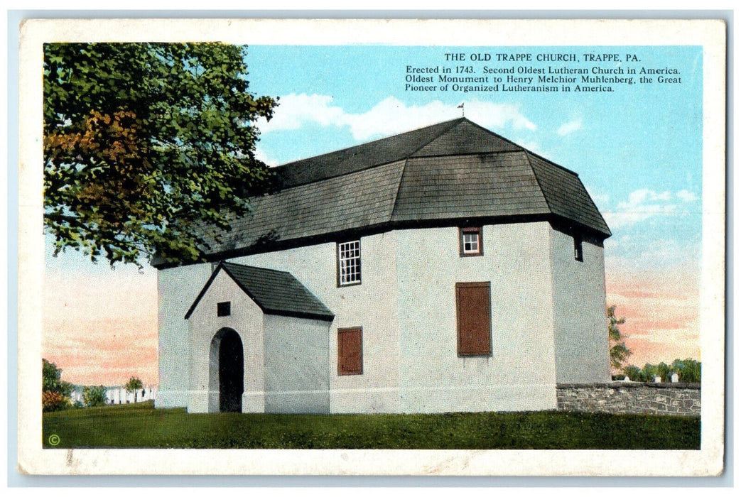 c1920's The Old Trappe Church Trappe Pennsylvania PA Vintage Unposted Postcard