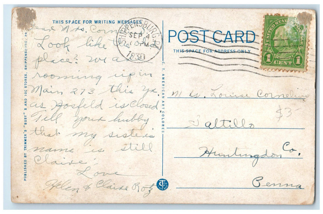 1930 Fountain C.V.S.T College Shippensburg Pennsylvania PA Postcard