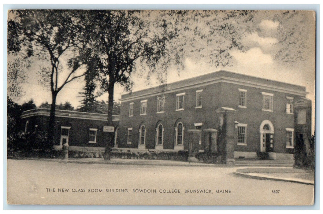 c1910 New Class Room Building Bowdoin College Brunswick Maine ME Postcard