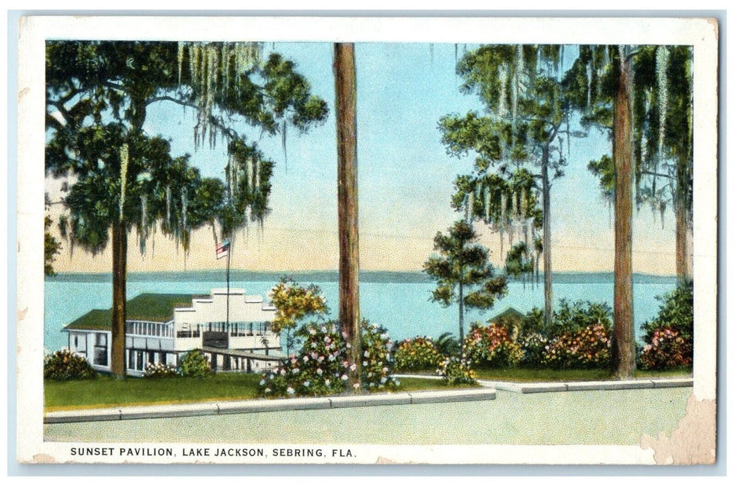 c1920 Scenic View Sunset Pavilion Lake Jackson Sebring Florida Unposted Postcard
