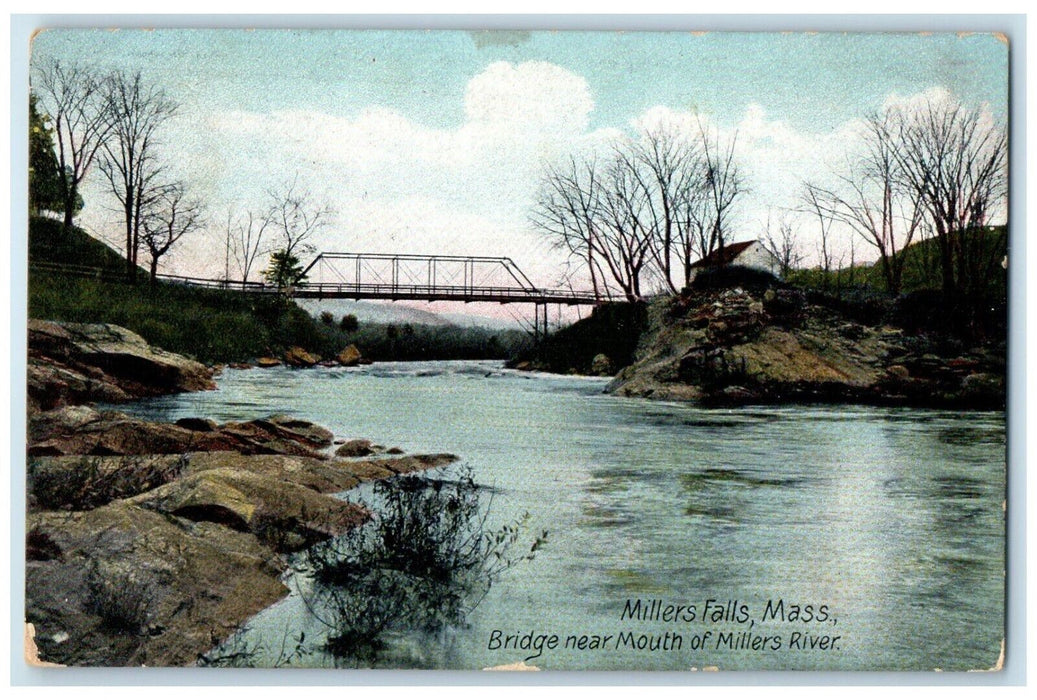 1911 Scenic View Bridge Mouth Millers River Millers Falls Massachusetts Postcard