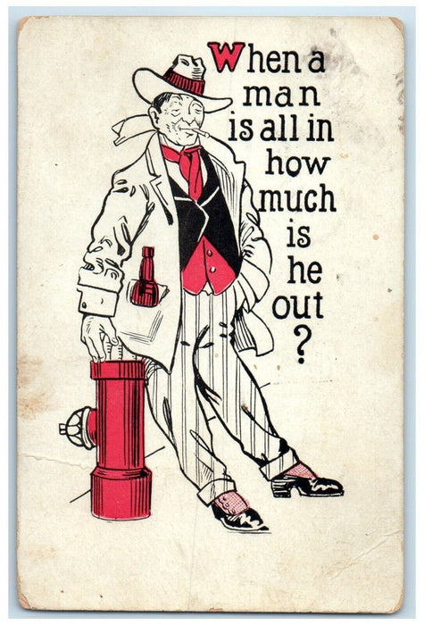 1907 Drinking Alcohol Gambling Cowboy Smoking Bristol Connecticut CT Postcard