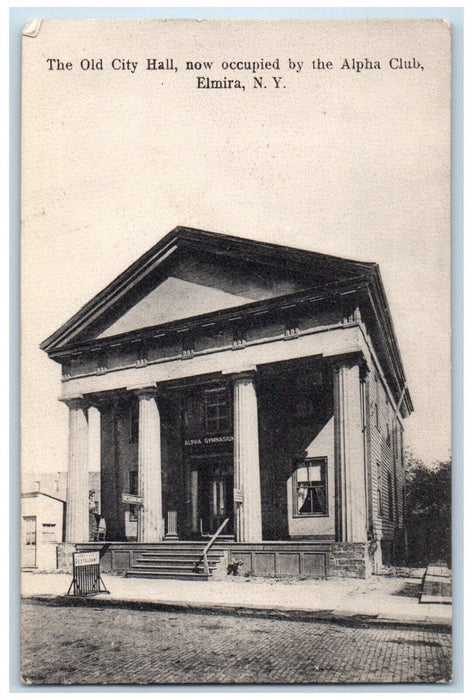 1905 Old City Hall Occupied Alpha Club Exterior Gym Elmira New York NY Postcard