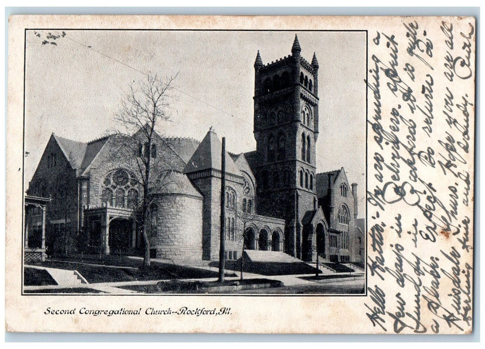 1907 Second Congregational Church Exterior Rockford Illinois IL Posted Postcard