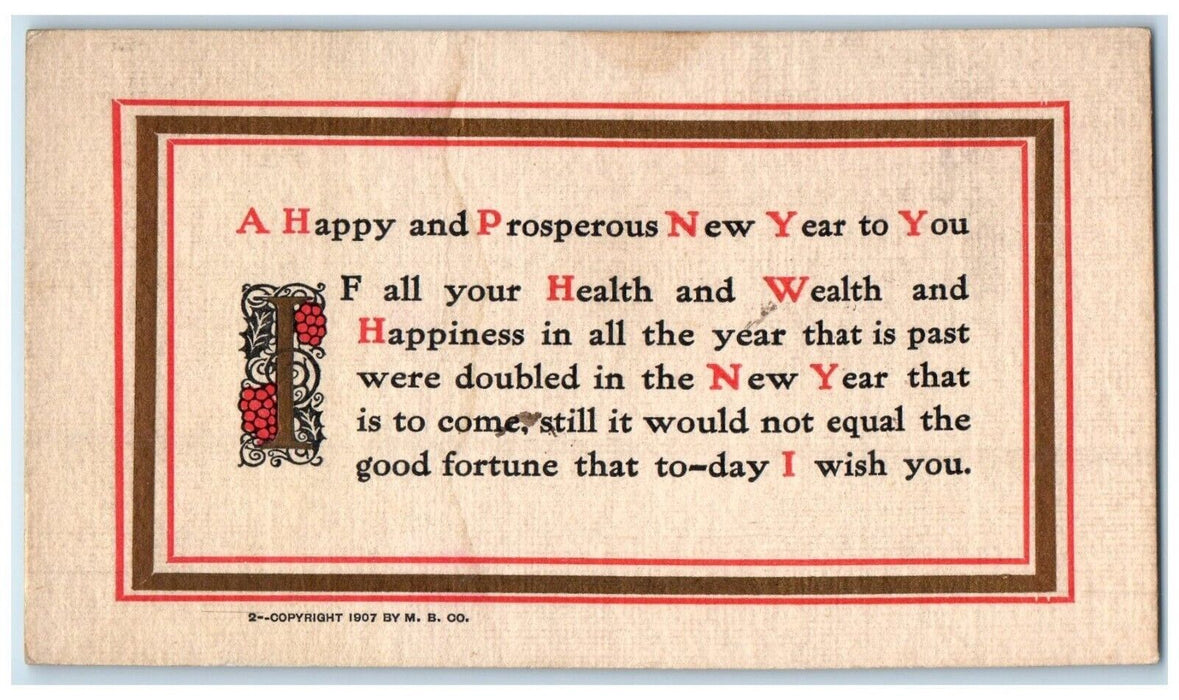 1911 New Year Message Arts Crafts Chicago Illinois IL Posted Antique Postcard