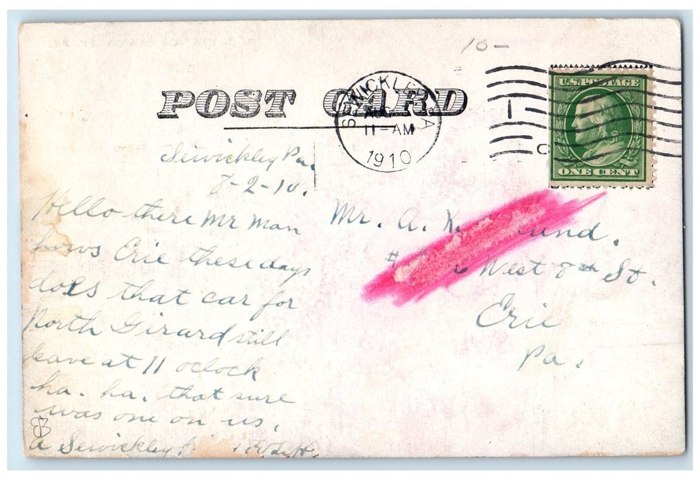 1910 Pennsylvania Railroad Shed Building Depot Two Kids Sewickley PA Postcard