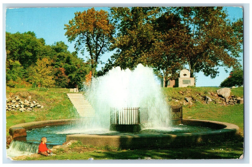 1950 Water Fountain Lake At Hopatcong State Park Kid View New Jersey NJ Postcard