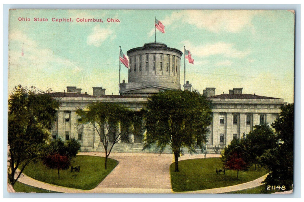 1910 Ohio State Capitol Temple Exterior Scene Columbus OH Antique Postcard