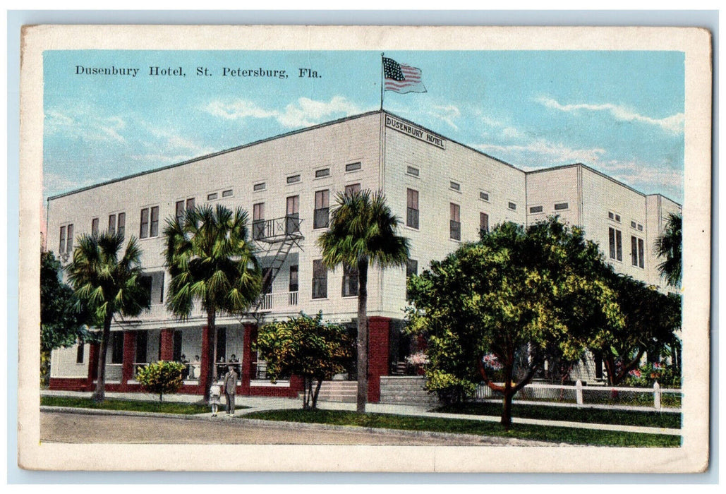 c1920's Dusenbury Hotel St. Petersburg Florida FL Antique Unposted Postcard