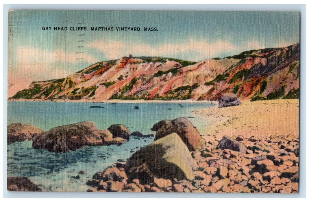1949 Gay Head Cliffs Marthas Vineyard Falmouth Massachusetts MA Vintage Postcard
