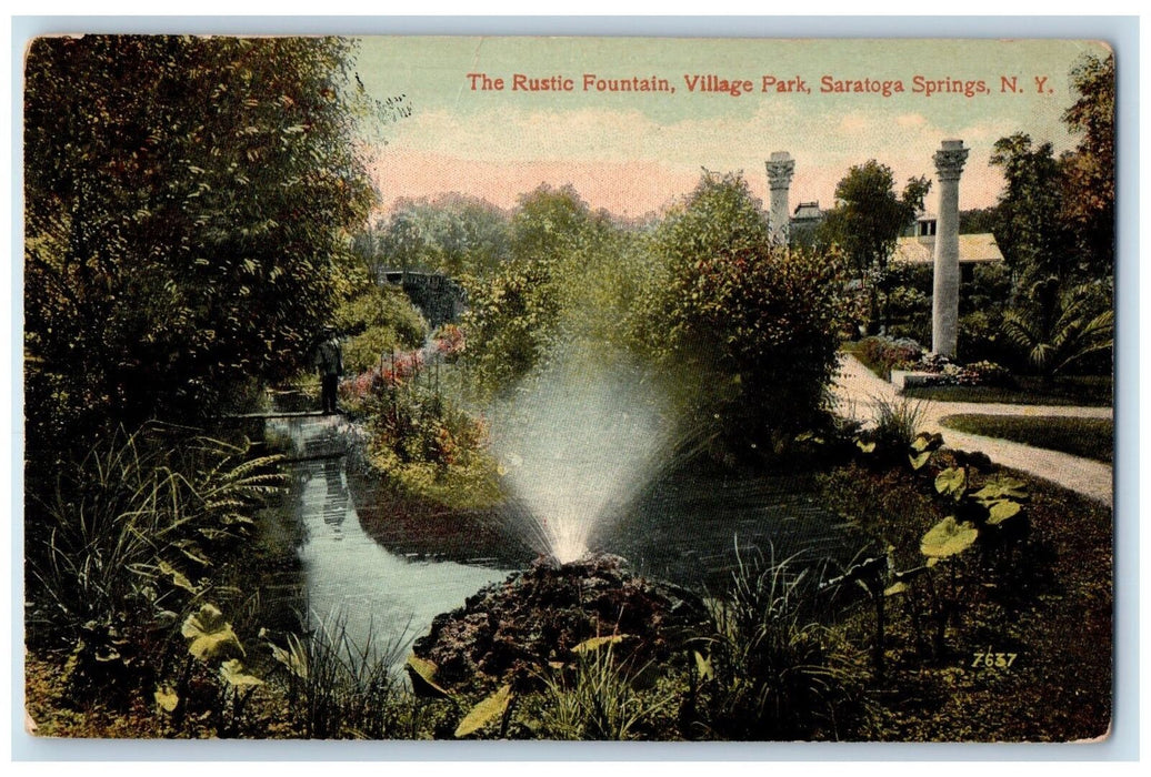 c1950's The Rustic Fountain Village Park Saratoga Springs New York NY Postcard