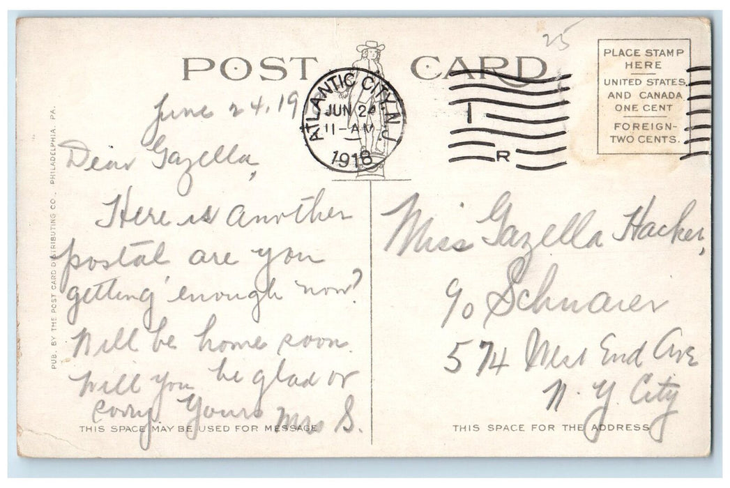 c1950's Panorama Of Piers Buildings People Atlantic City New Jersey NJ Postcard
