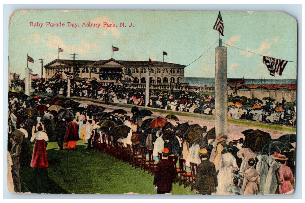 c1910 Baby Parade Day Asbury Park New Jersey NJ Antique Unposted Postcard