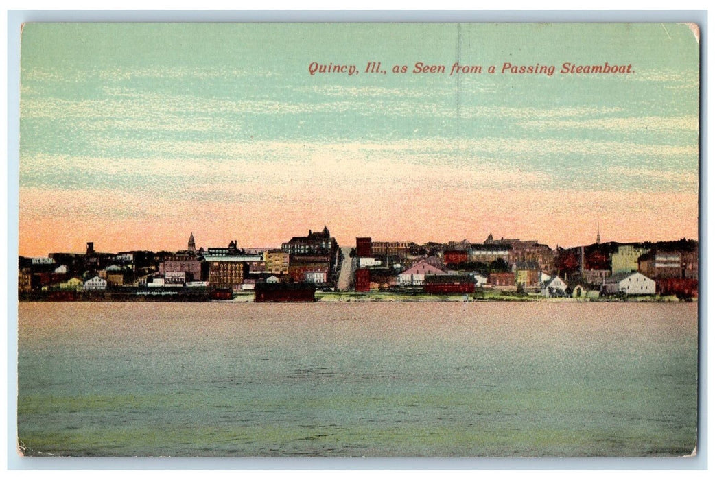 c1910's As Seen From A Passing Steamboat Quincy Illinois IL Unposted Postcard
