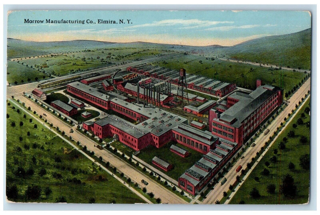 1916 Birds Eye Aerial View Morrow Manufacturing Co. Elmira New York NY Postcard