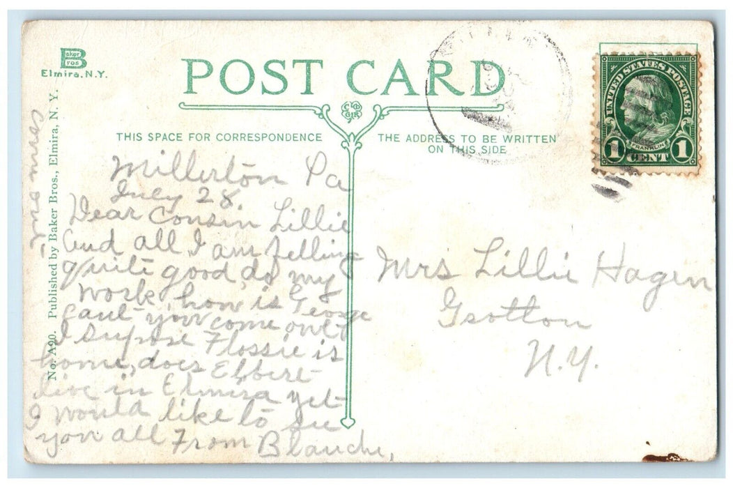 1910 Scene Near Casino Eldridge Park Exterior Statue Elmira New York NY Postcard