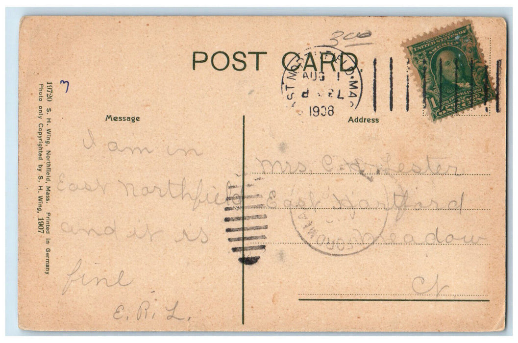 1908 Dickinson Memorial Library Entrance Massachusetts MA Antique Postcard