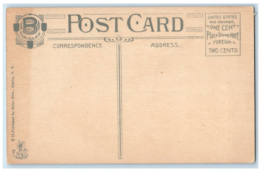 c1910 BPO Elks Club Exterior Building Street Road Stair Elmira New York Postcard