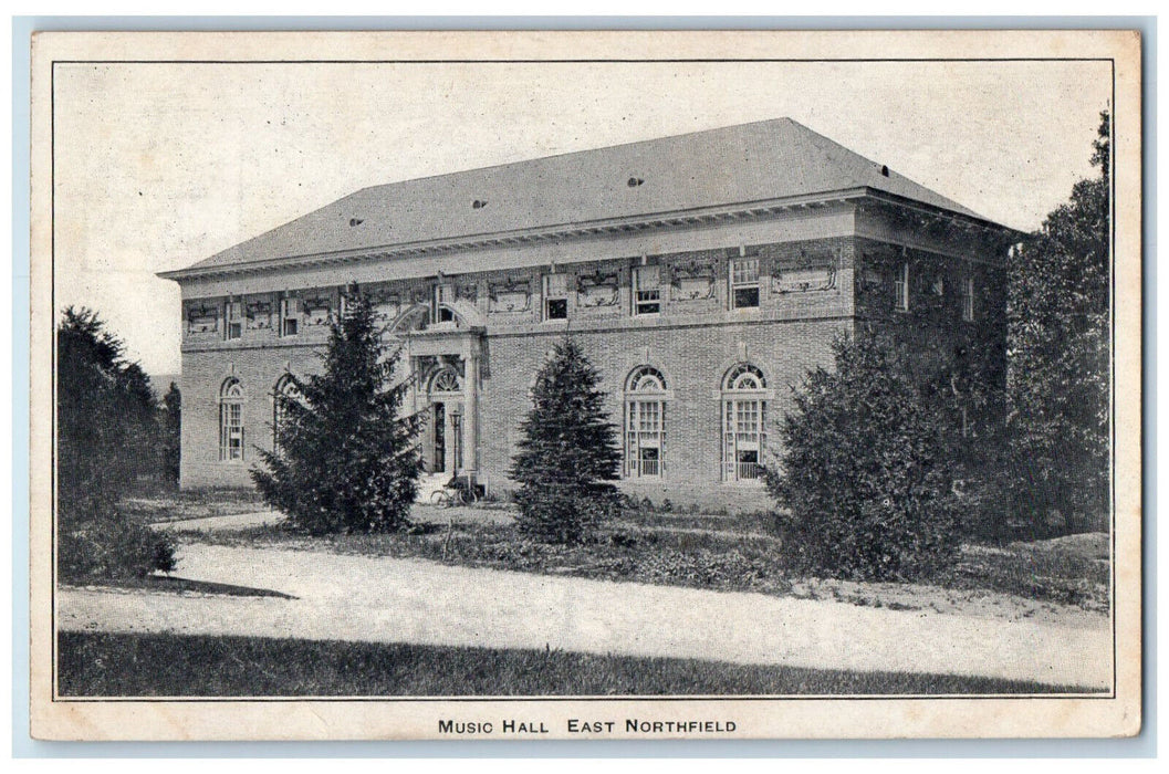 c1910 Music Hall East Northfield Massachusetts MA Unposted Antique Postcard