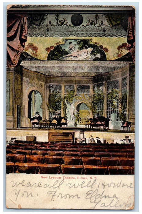 1906 New Lyceum Theatre Chairs Auditorium Interior  Elmira New York NY Postcard