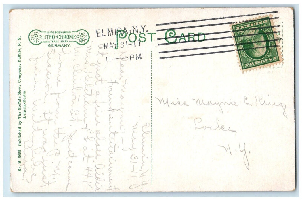 1911 Beecher Monument Statue Sculpture Wisner Park Elmira New York NY Postcard