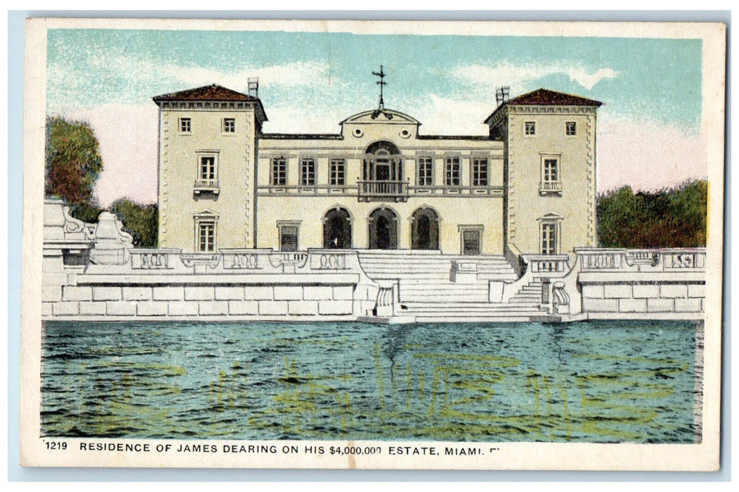 c1920's Residence of James Dearing $4,000,000 Estate Miami Florida FL Postcard
