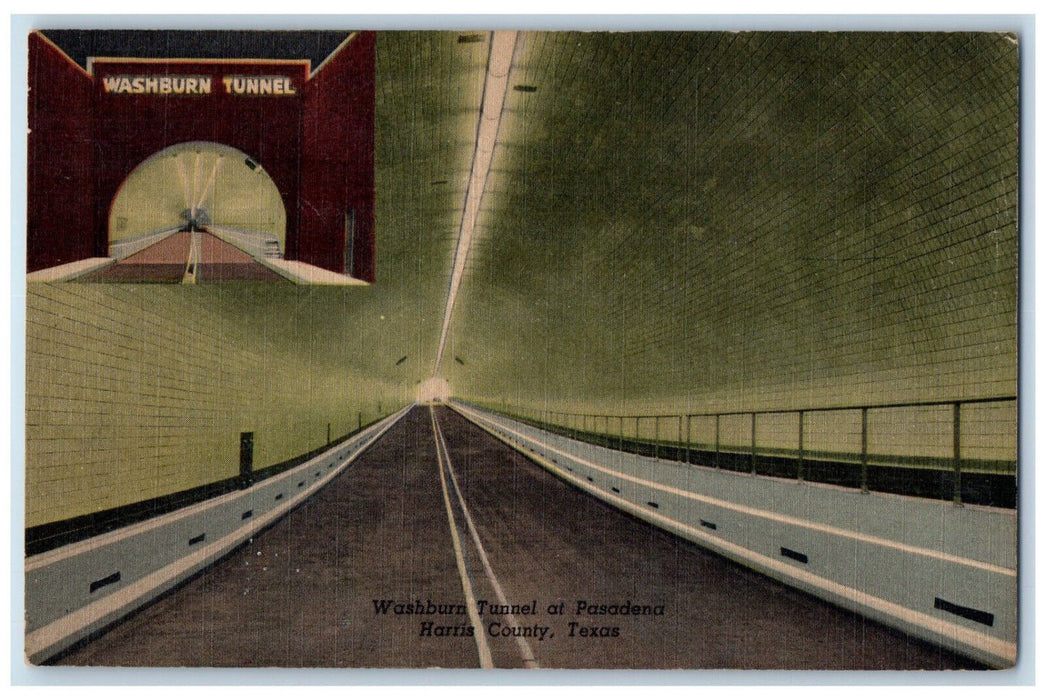 View Of Washburn Tunnel At Pasadena Harris County Texas TX Vintage Postcard