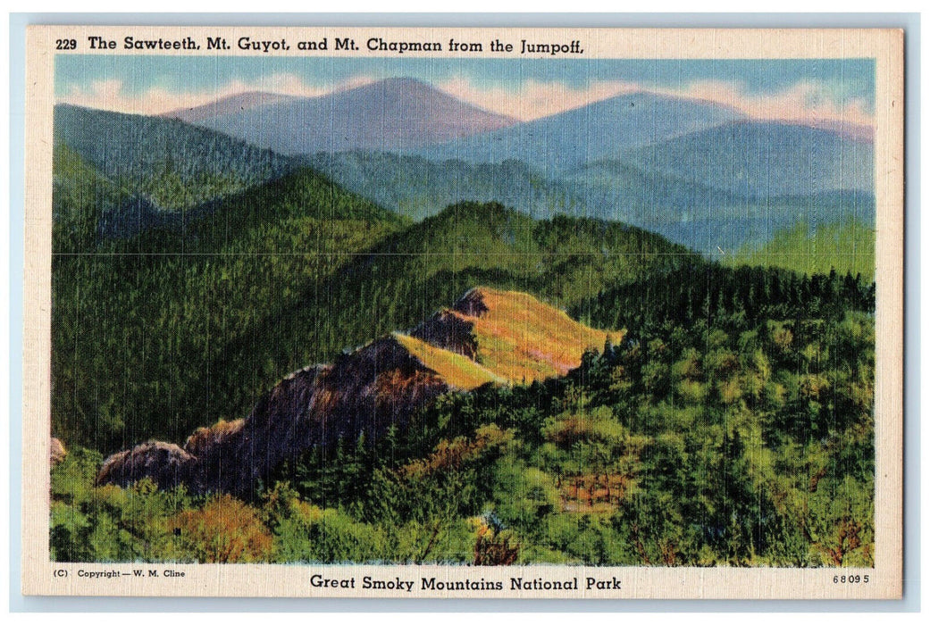 c1940's Sawteeth Mt.Guyot Great Smoky Mountains National Park Postcard