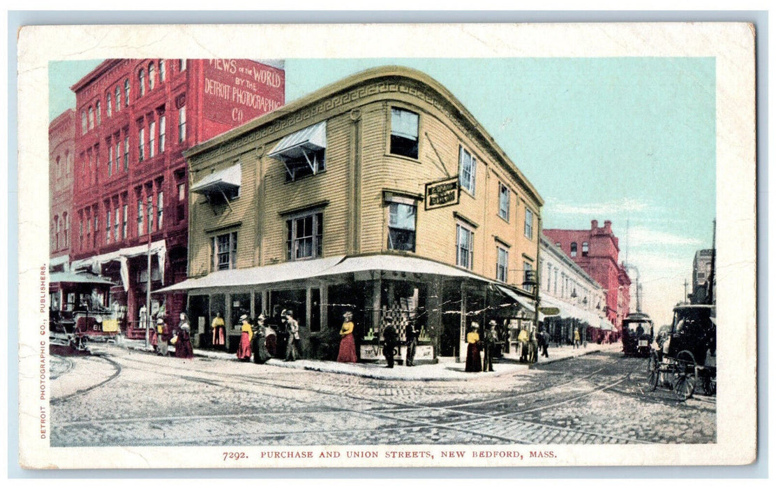 c1920's Purchase and Union Streets New Bedford Massachusetts MA Antique Postcard