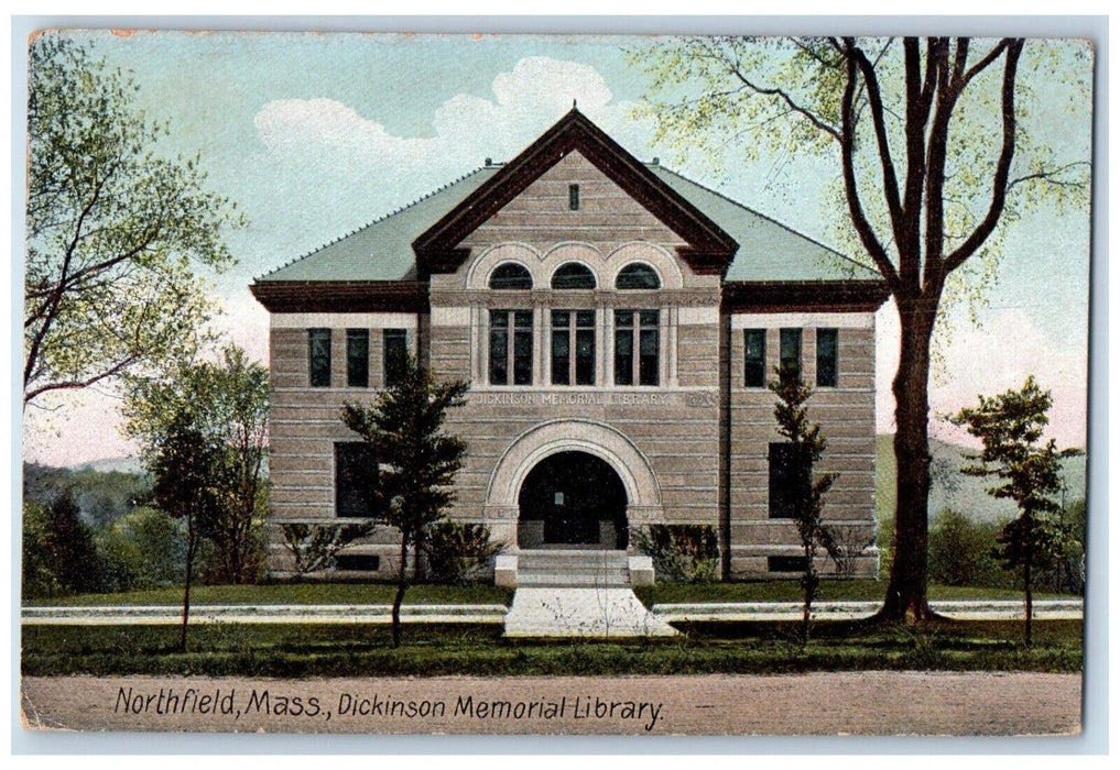c1910 Dickinson Memorial Library Northfield Massachusetts MA Postcard