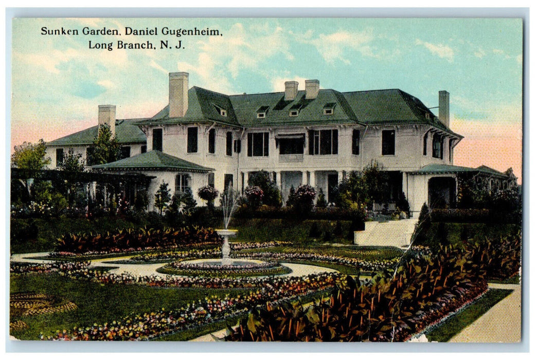 Sunken Garden Daniel Gugenheim House Fountain Long Branch New Jersey NJ Postcard