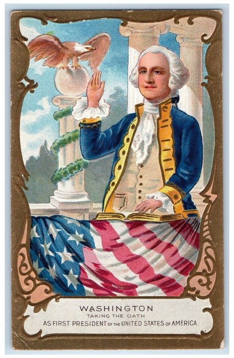 c1910's Washington Taking The Oath First President Nash Embossed Postcard