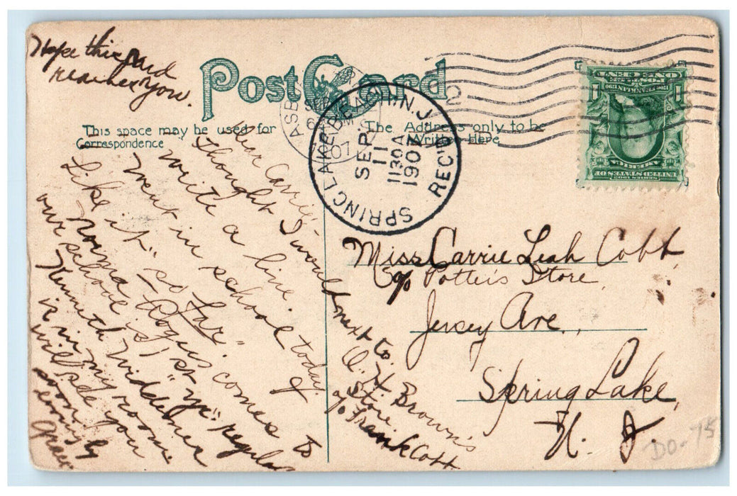 1907 Sunset Lake Showing Island Asbury Park New Jersey NJ Antique Postcard