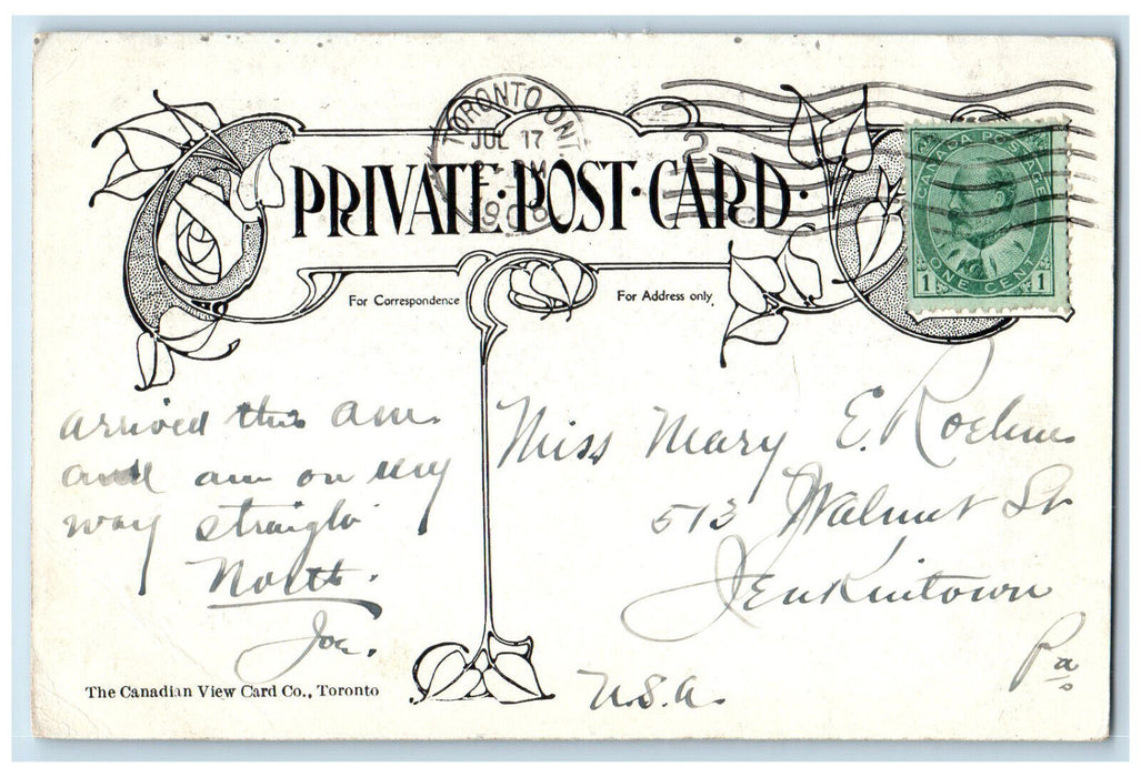1908 King Edward Hotel Toronto Ontario Canada Antique Posted Postcard