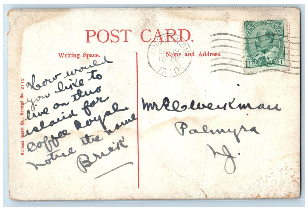 1910 Boating at Whiskey Island Kingston Ontario Canada Antique Postcard