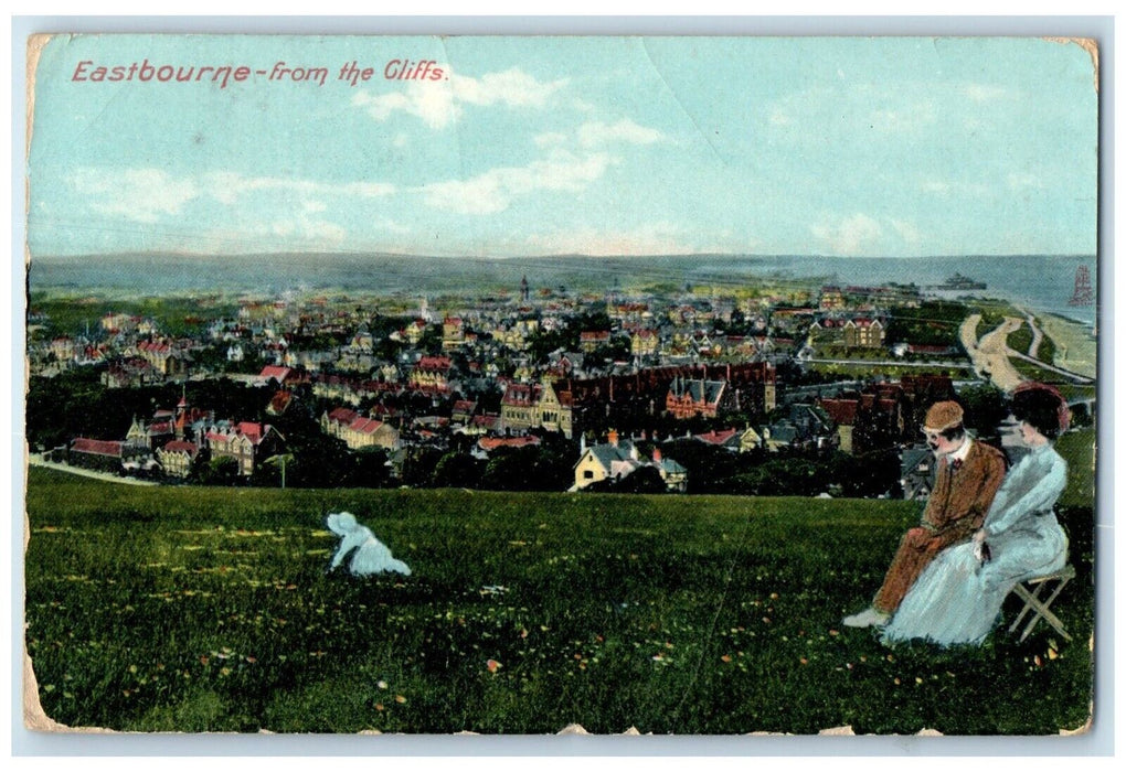 1909 Eastbourne from The Cliffs England Rapholette Tuck Art Posted Postcard